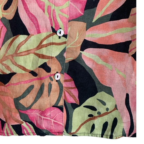 Chico's Women's Linen Button Down Blouse 0 (US 4/6) MOP Button Down 3/4 Sleeves - Picture 4 of 7